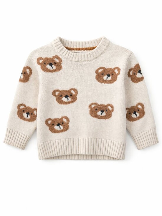 Cat & Jack Other - NWT Cat & Jack Toddler Boy Sweater 12M Bear Print Knit Pullover Cozy Fall Winter